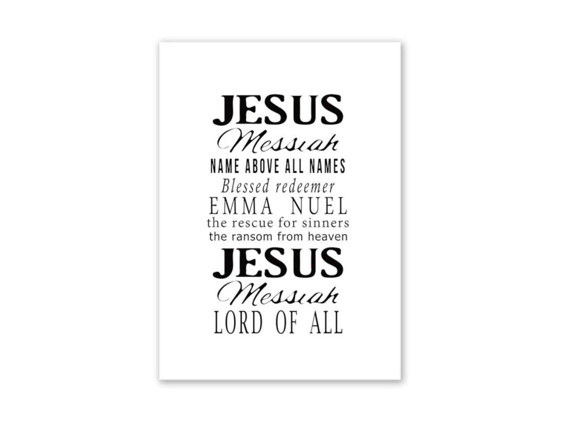 Quadro decorativo com citações inspiradoras em inglês (tema de Jesus, ideal para decoração de mesa, residências e estabelecimentos comerciais)