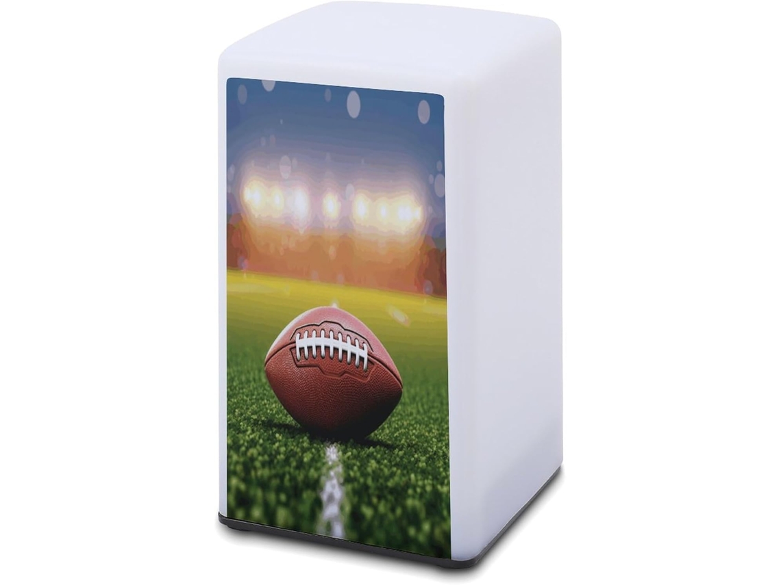 Luminária De Mesa A Bateria Com Desenho Uma Bola Futebol Americano Na Grama, Ideal Para Leitura Em Escritórios E Quartos