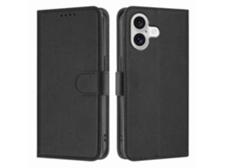 Capa De Couro Para Iphone 17, Cor Sólida, Com Carteira Inclusa (preta)