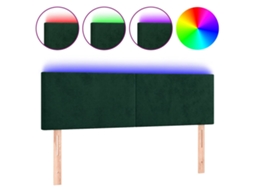 Cabeceira de Cama com Luzes Led Veludo Verde Escuro MAISON EXCLUSIVE (144x5x78 cm)