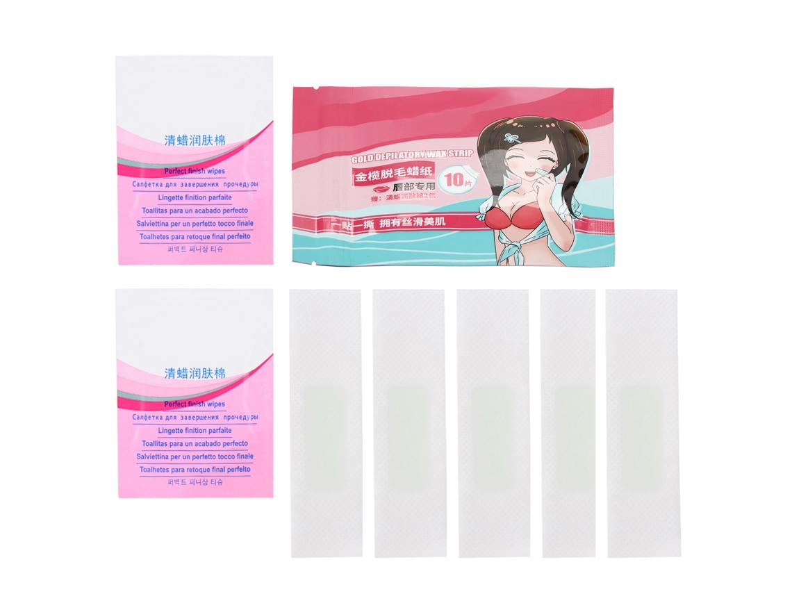 10 Peças De Fita De Cera Depilatória De Duas Faces Para Remover Cabelo Facial, Lábio E Barba Peluda