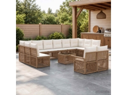 Vidaxl Conjunto De Sofá De Jardim 13 Unid. Bege Vime Pe