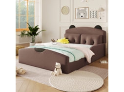 Cama Plataforma Linho Café 140x200 Cm