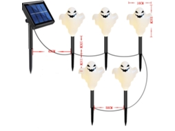 Lurelia Luz Led De Solo Para Halloween, Abóbora Triangular Grande, 5 Estacas Pretas, Energia Solar, Ip65