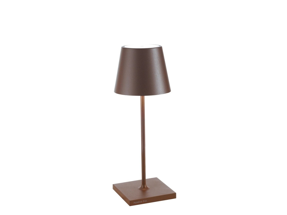 Luminária De Mesa Led Zafferano Poldina Pro Mini Corten, Recarregável E Regulável, Com Autonomia De Até 12 Horas