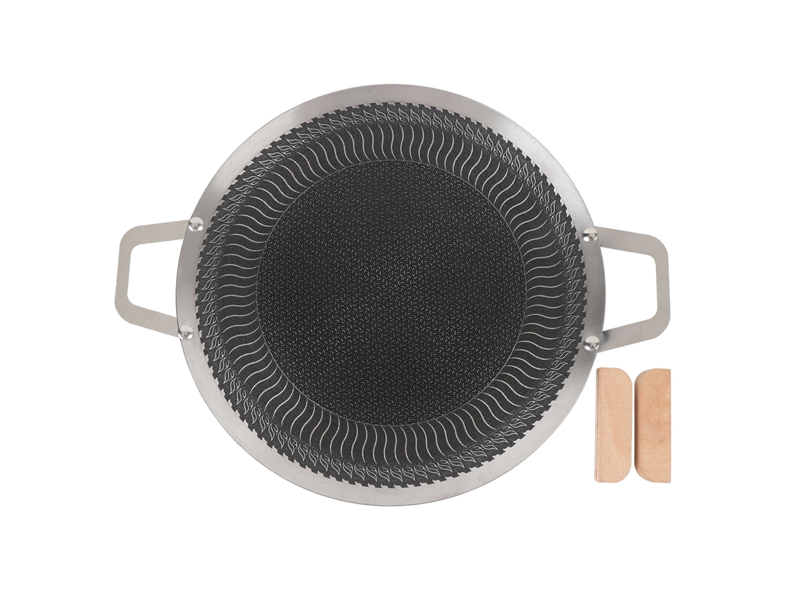 Prato Churrasco Coreano Inox 34cm Fácil Limpeza