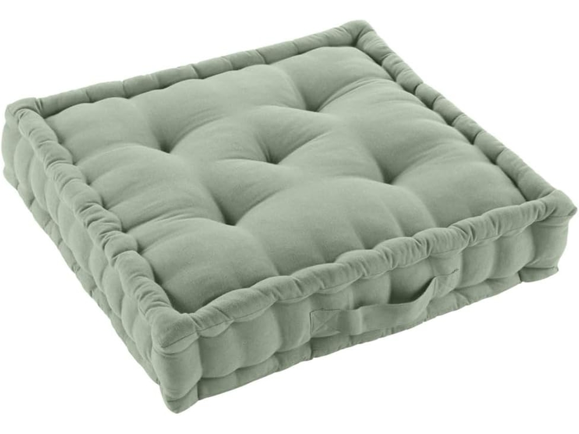 Almofada De Chão Acolchoada Acomoda Textil Verde 50x50cm Com Alça De Transporte
