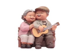 Figura de Casal Idoso em Resina para Aniversário de Casamento