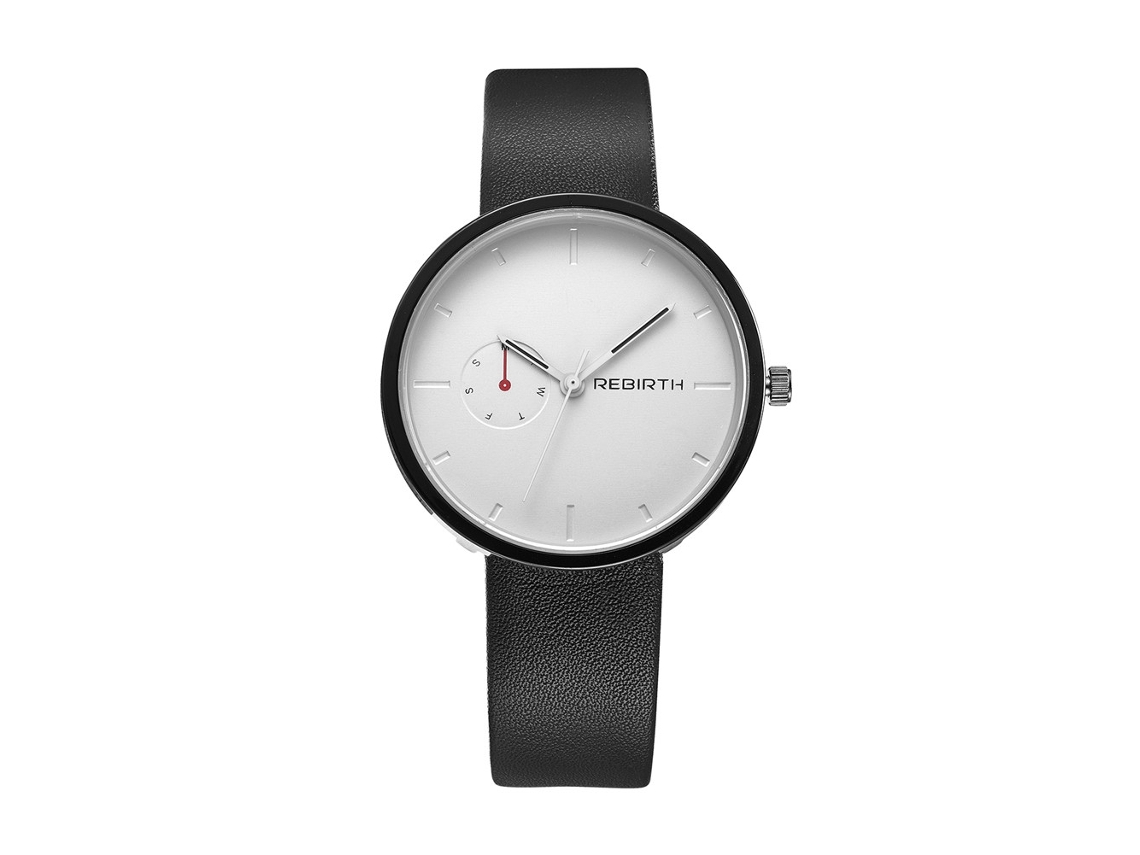 Reloj De Pulsera Unisex Rebirth De Moda Casual Con Dial Grande Cuadrado De Quartzo Negro