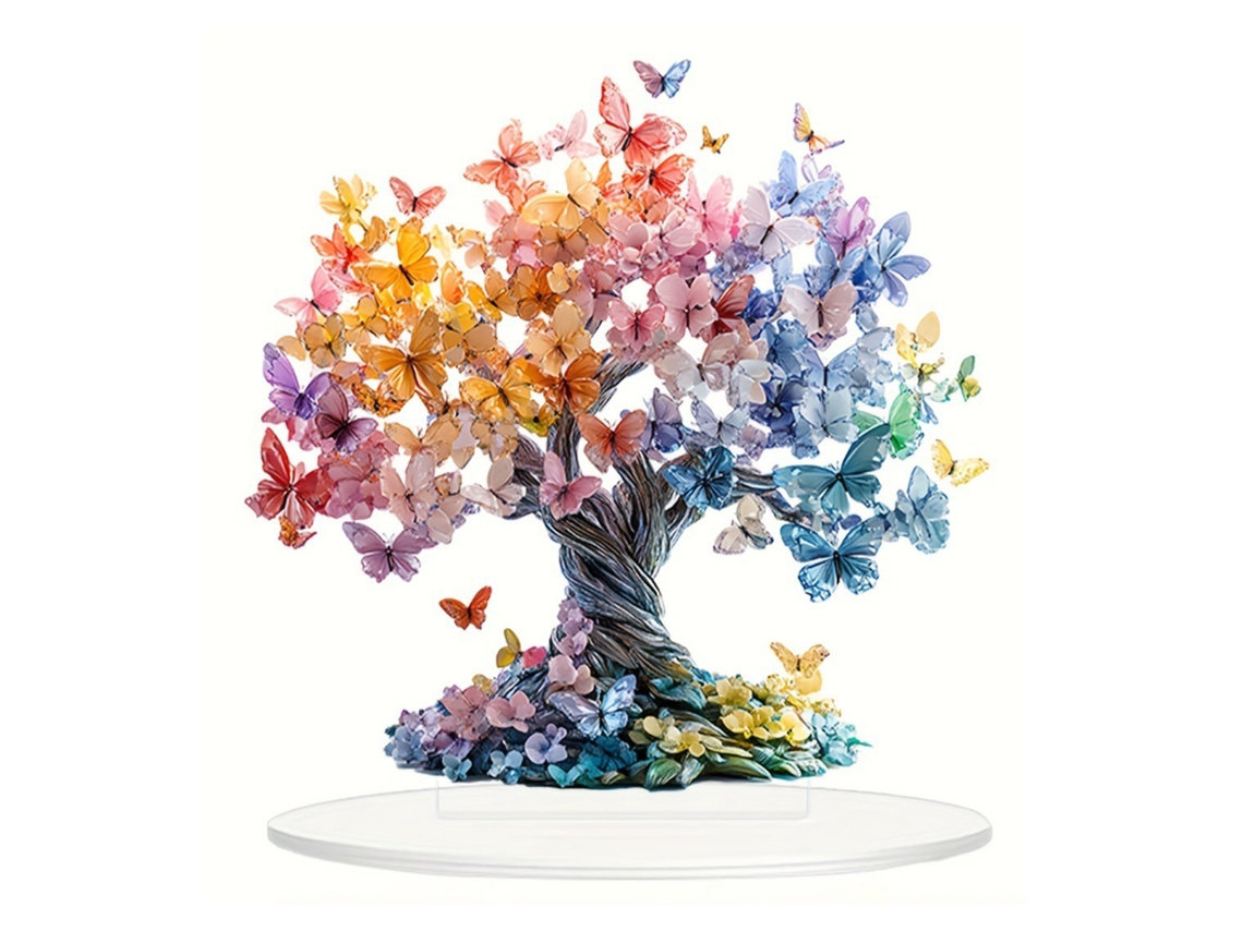 Decoração Mesa 2d Árvore Vida Borboleta Dia Amor 20.3x20cm