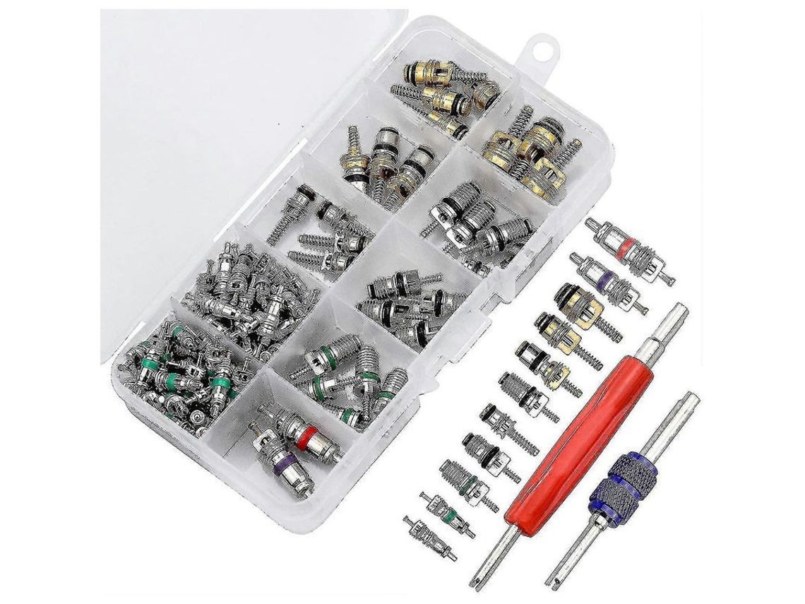 102 Peças Núcleo De Válvula De Ar Condicionado Automotivo Com 2 Ferramentas Para Reparo Carro R134a