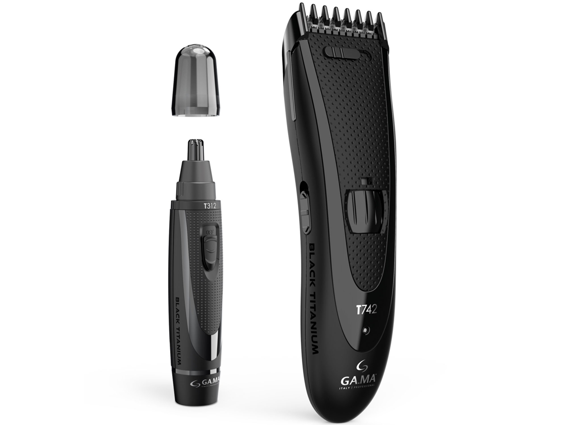 Máquina de Cortar e Aparar Cabelo Black Titanium T744 GA.MA