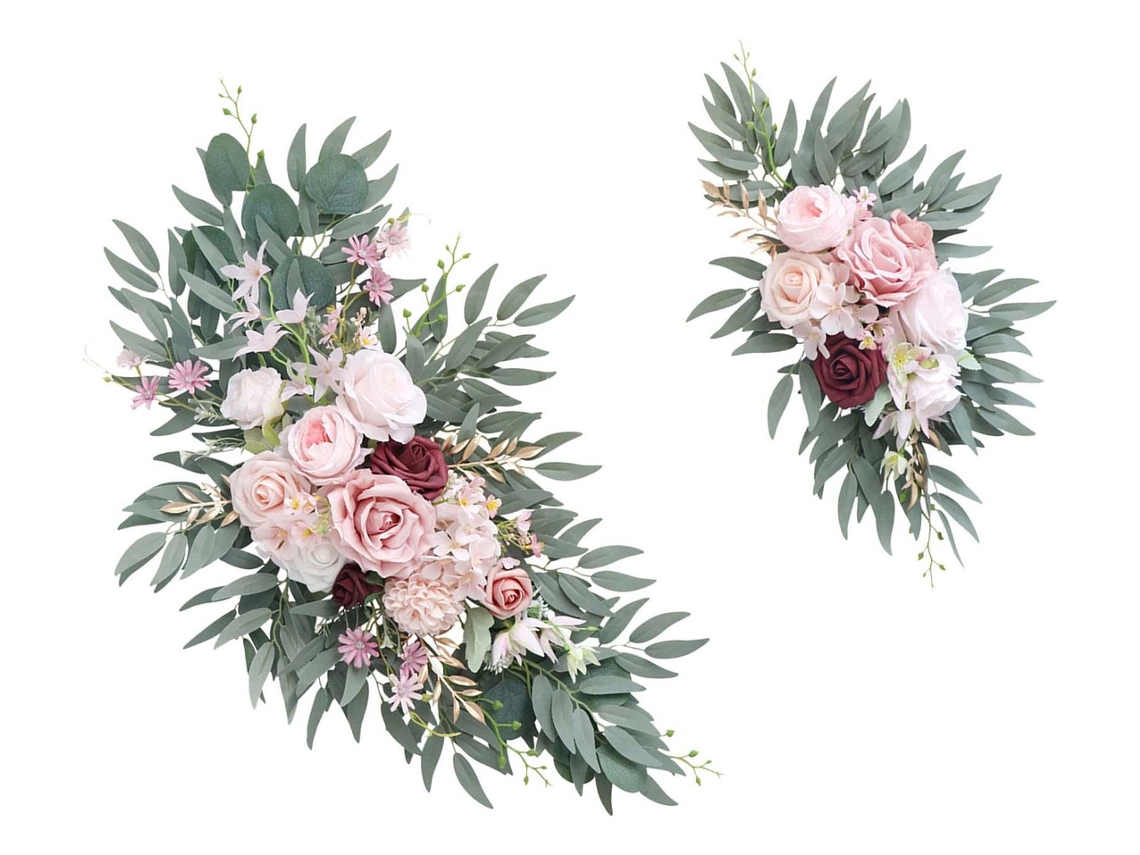 2 arcos de casamento com rosetas artificiais slowmoose