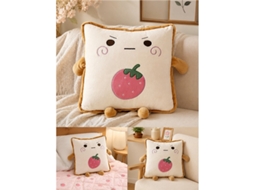 Almofada Manta Morango Off white Macia Aveludada 38x38cm VOLTEDGE