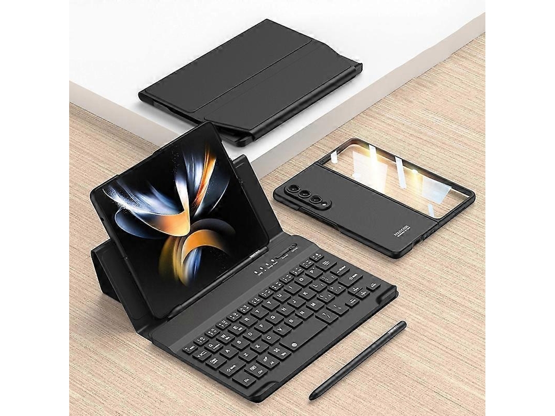 Capa Com Teclado Bluetooth Em Couro Para Samsung Galaxy Z Fold4, Elysve
