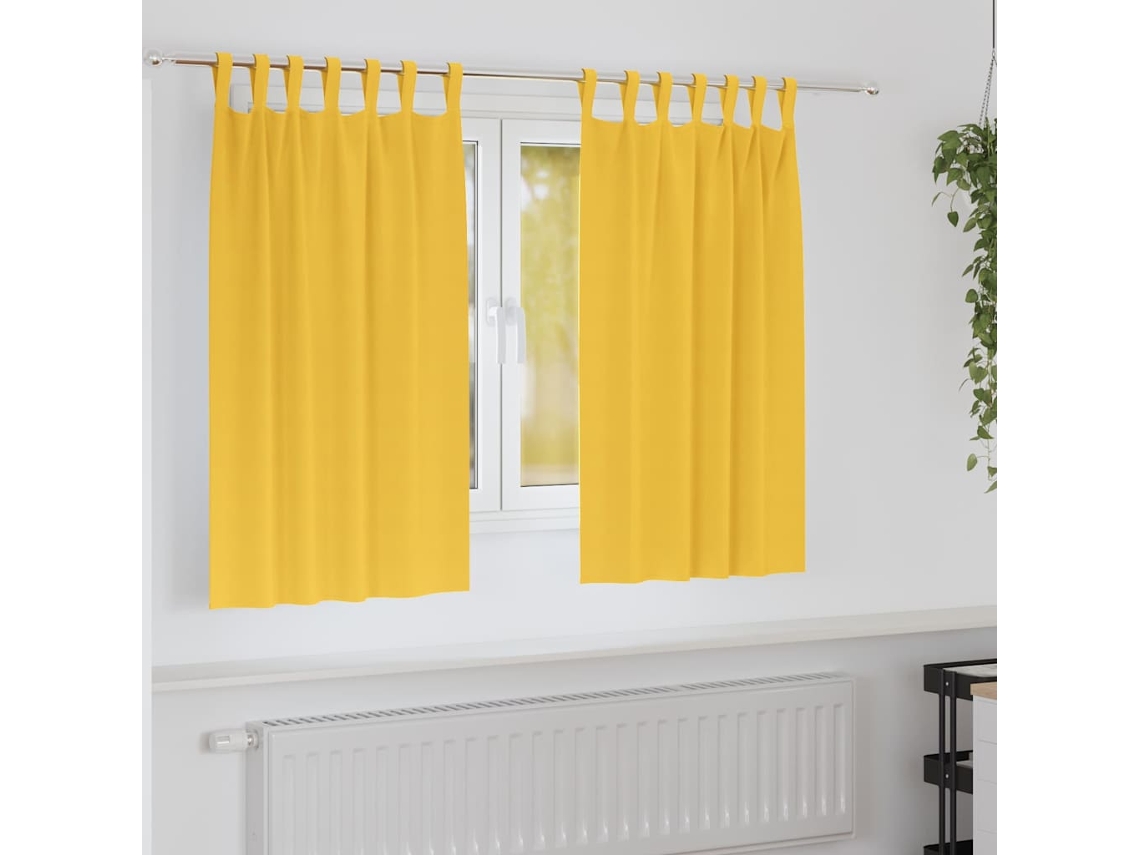 Vidaxl Cortinas Blackout Com Argolas 2 Unid. Amarelo-mostarda