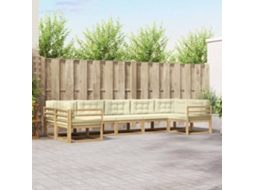 Vidaxl Conjunto De Sofás Para Exterior 7 Pcs Branco E Creme