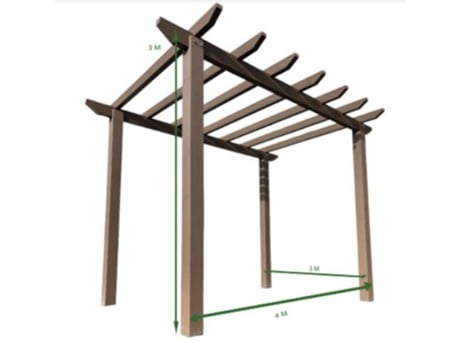 Kit Pergolado Composite Oakio Fibra De Vidro 3x4 M Maderterraneo