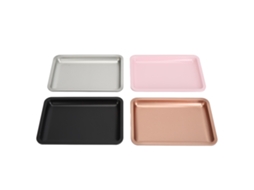 Bandeja De Joyería De Acero Inoxidable Rectangular Electroplada De 4 Colores Para Cosméticos Y Maquillaje