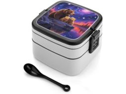 Marmita Bento Bear Galaxy Empilhável Para Adultos, À Prova De Vazamentos, Tamanho Grande, Com Tampa E Colher Inclusa