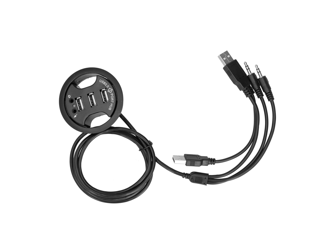 Hub Usb De Mesa 3 Portas Com Buraco De Áudio 3.5mm Para Computador Micfone Telefone