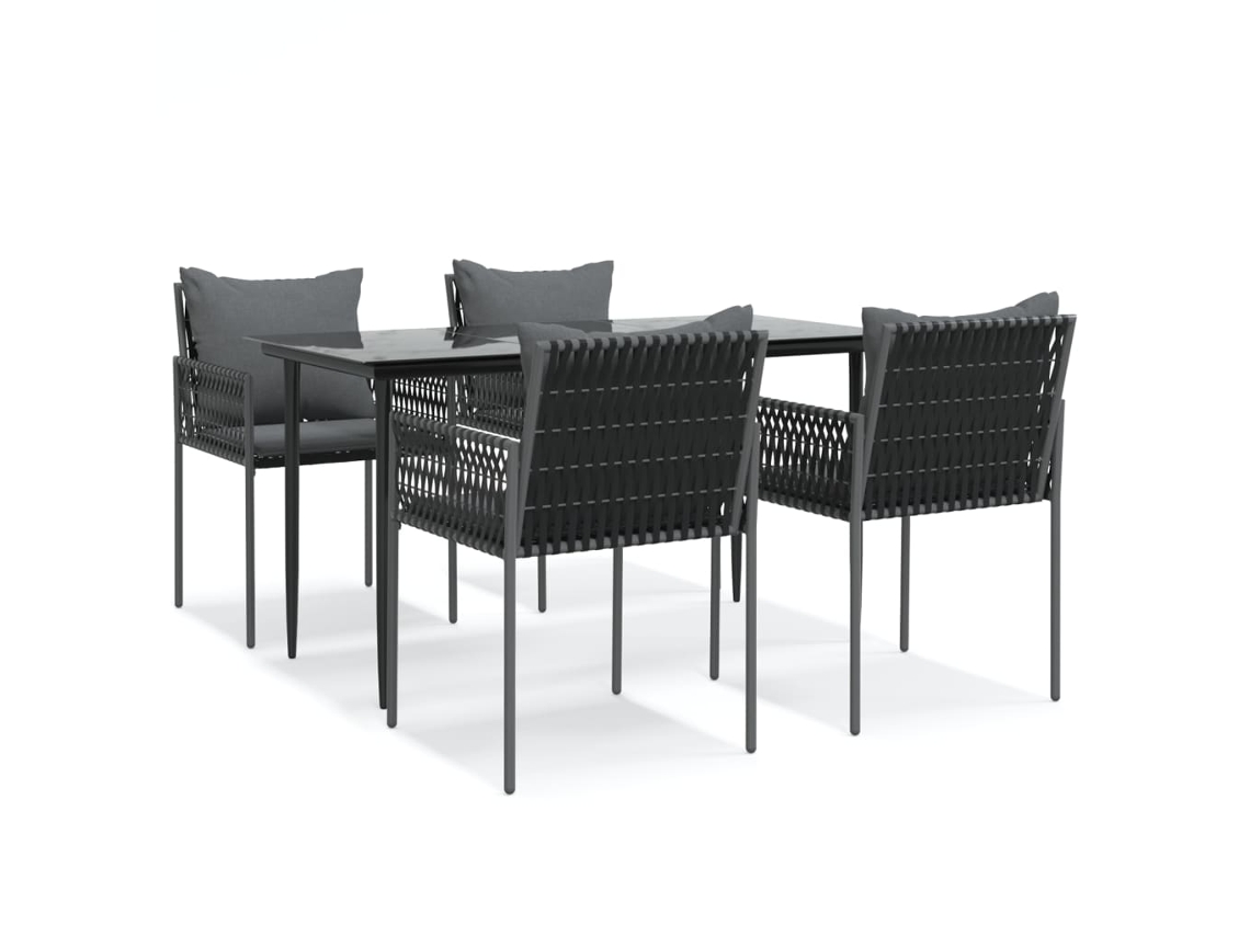 Conjunto de 5 Jantar para Jardim com Almofadões Vime Pe e Aço MAISON EXCLUSIVE (5pcs)