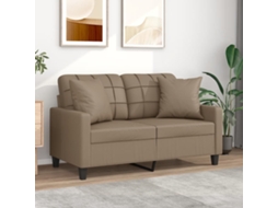 Vidaxl Sofá 2 Lugares + Almofadas 120 Cm Couro Artificial Cappuccino