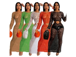 Vestido De Praia Crochê Com Recortes, Cobertura De Biquíni, Algodão Macio, Casual, Verão Preto