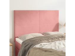 Cabecero de terciopelo de 4 piezas 72x5x78/88 cm rosa