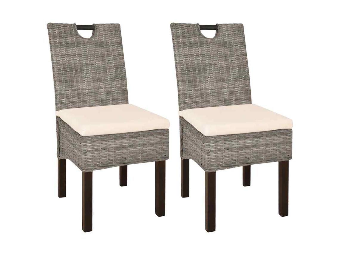 Vidaxl Cadeiras De Jantar, 2 Pcs, Vime Kubu E Madeira De Mangueira