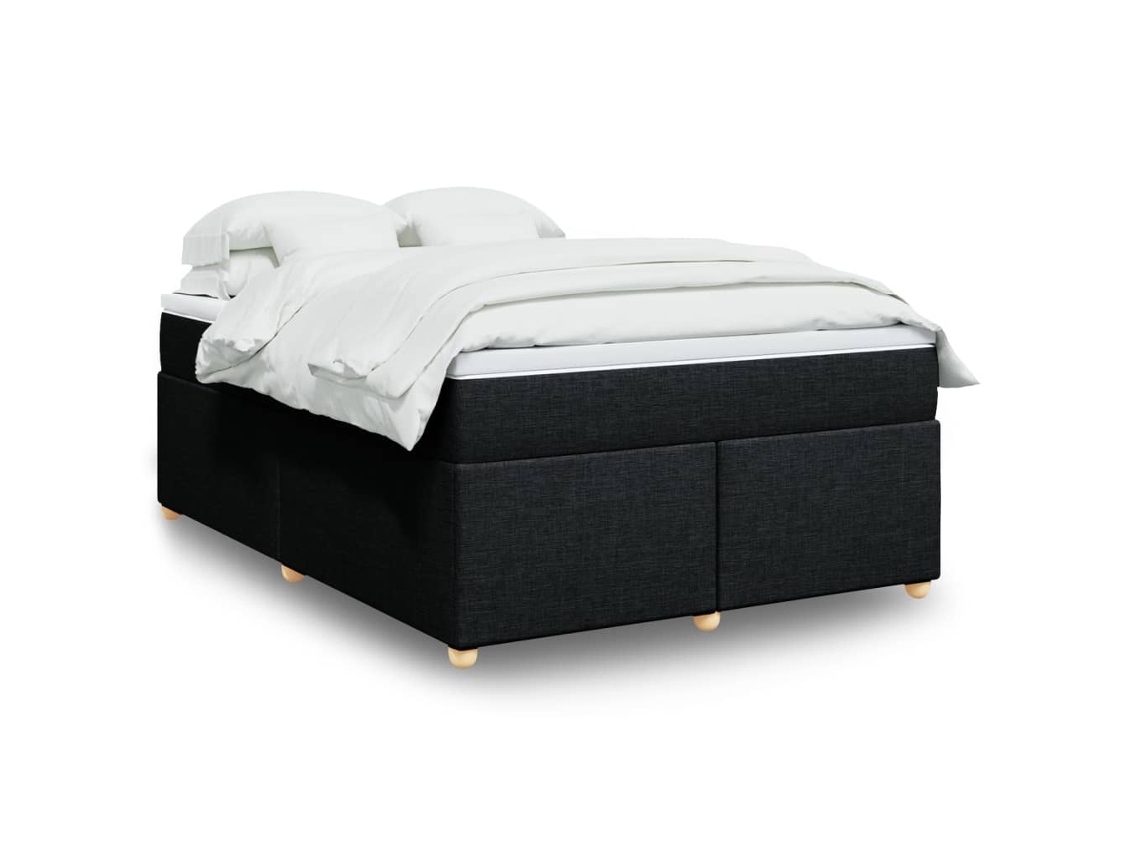 Vidaxl Cama Com Molas/colchão 140x190 Cm Tecido Preto