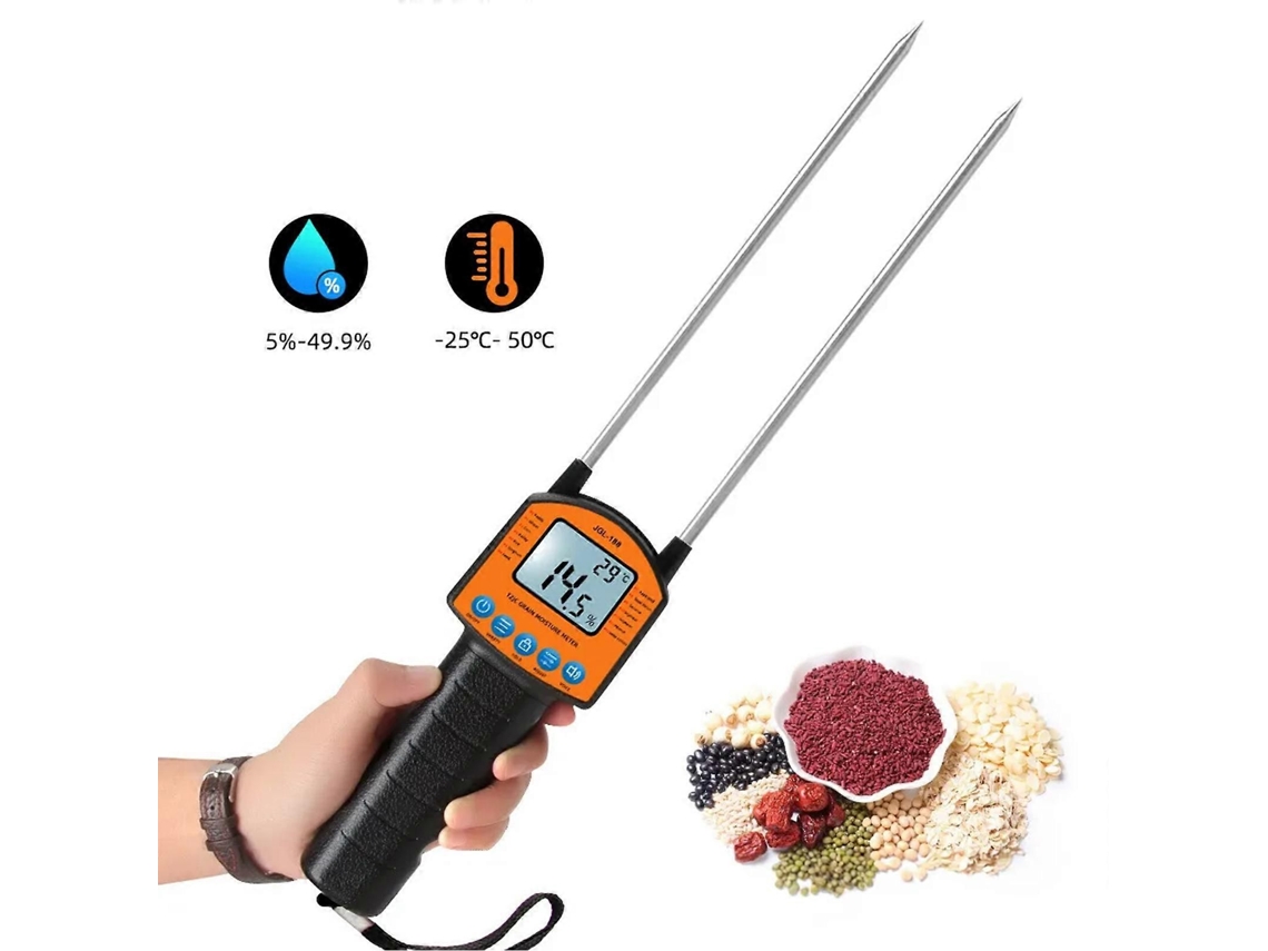 Medidor De Umidade Para Palha, Feno E Grãos, Com Display Lcd E 2 Sondas