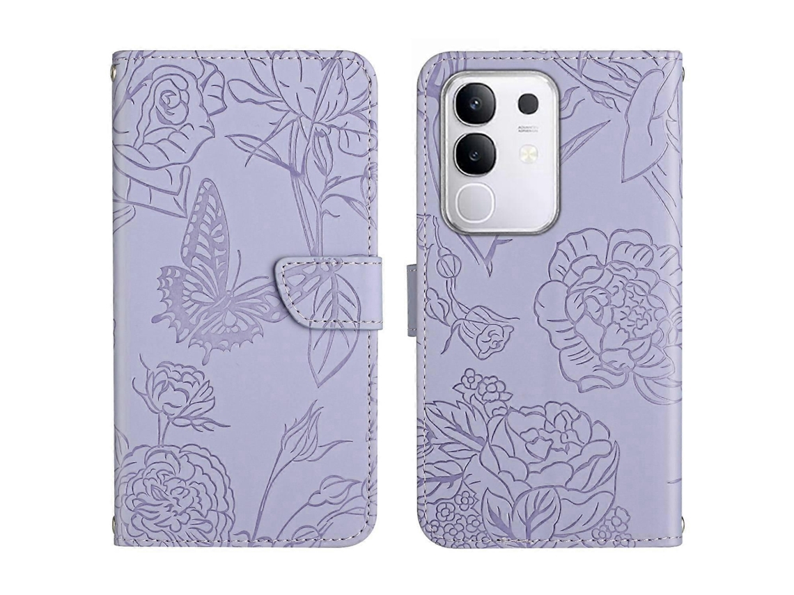 Capa De Celular De Couro Com Estampa De Borboleta Ht03 Skin Feel