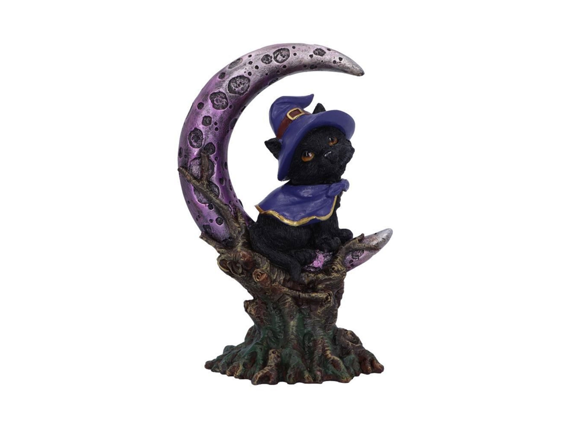 Escultura de Gato Lua Crescente em Resina para Decoração de Casa e Halloween LAXISCREED