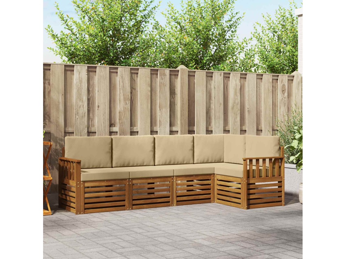 Vidaxl Conjunto De Sofás Para Exterior 5 Unid. Natural E Bege