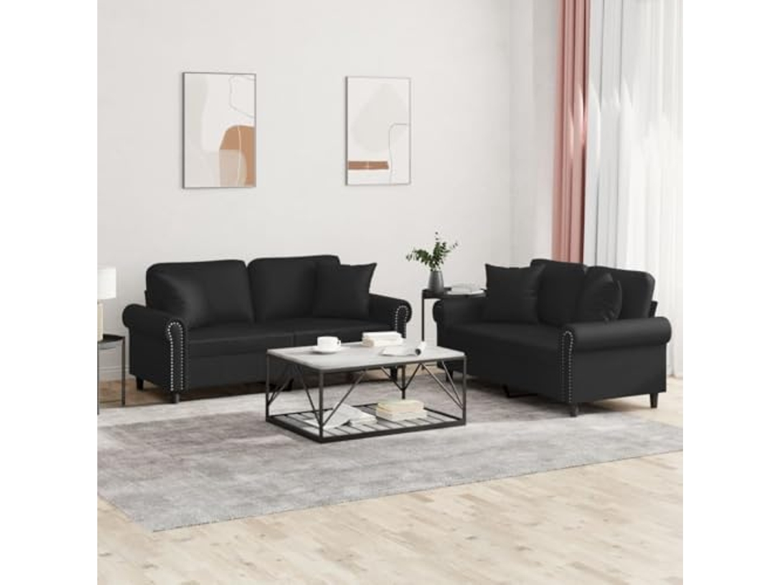 Sofa Set, Sofa Sets Vidaxl Preto Couro Artificial (n/a)