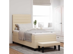 Vidaxl Cama Box Com Almofada Com Cabeceira Creme 100 X 200 Cm Tecido