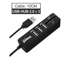 Yizhood USB Hub 3 Portas USB 2.0 Multi USB Splittersd Leitor de Cartão TF para PC Estação de Ancoragem Preta