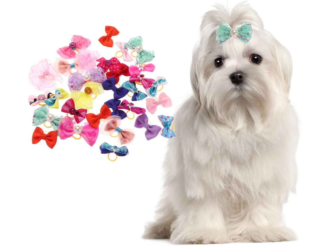 Conjunto De 30 Elásticos Cabelo Estimação, Cães E Gatos