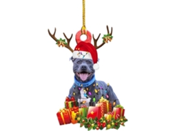 Laxiscreed Presente De Natal Com Pendente De Madeira De Cão Para Árvore Natalícia, Decoração Festiva