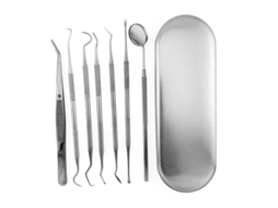 Kit De Limpeza Dentária Sete Peças Yuysan, Ferramentas E Estojo Confecionados Em Aço Inoxidável Anticorrosivo