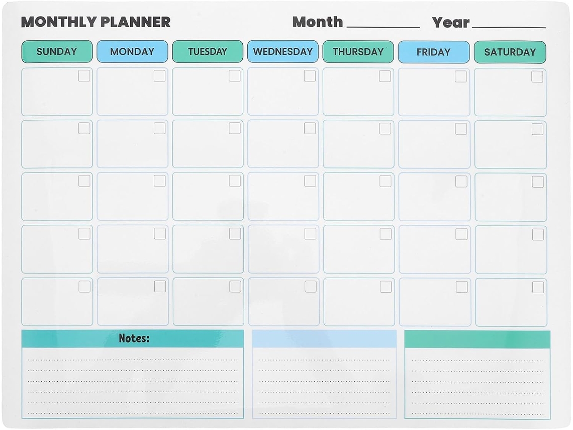 Calendário Mensal Para Geladeira, Não Magnético, Quadro Branco Autoadesivo Para Escrever E Apagar