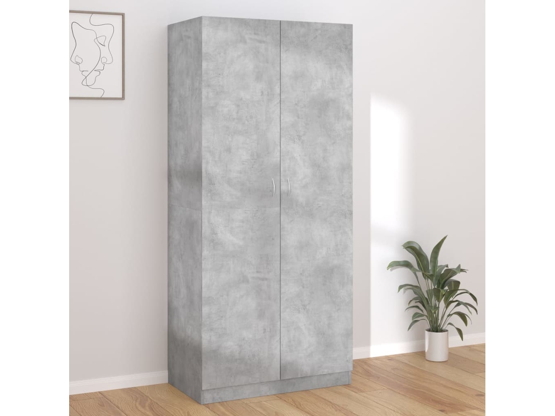 Roupeiro 90x52x200 Cm Derivados De Madeira Cinzento Cimento DKD HOME DECOR