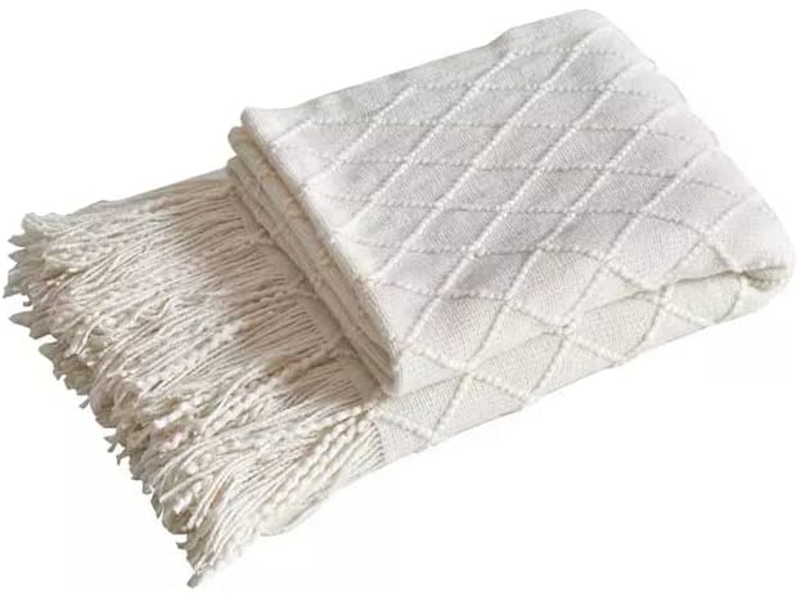 Manta de Tricô Sólida Mantou Decorativa para Sofá Macia Pompons Mantas Cochilo em Viagens, Macio, Quente, Id