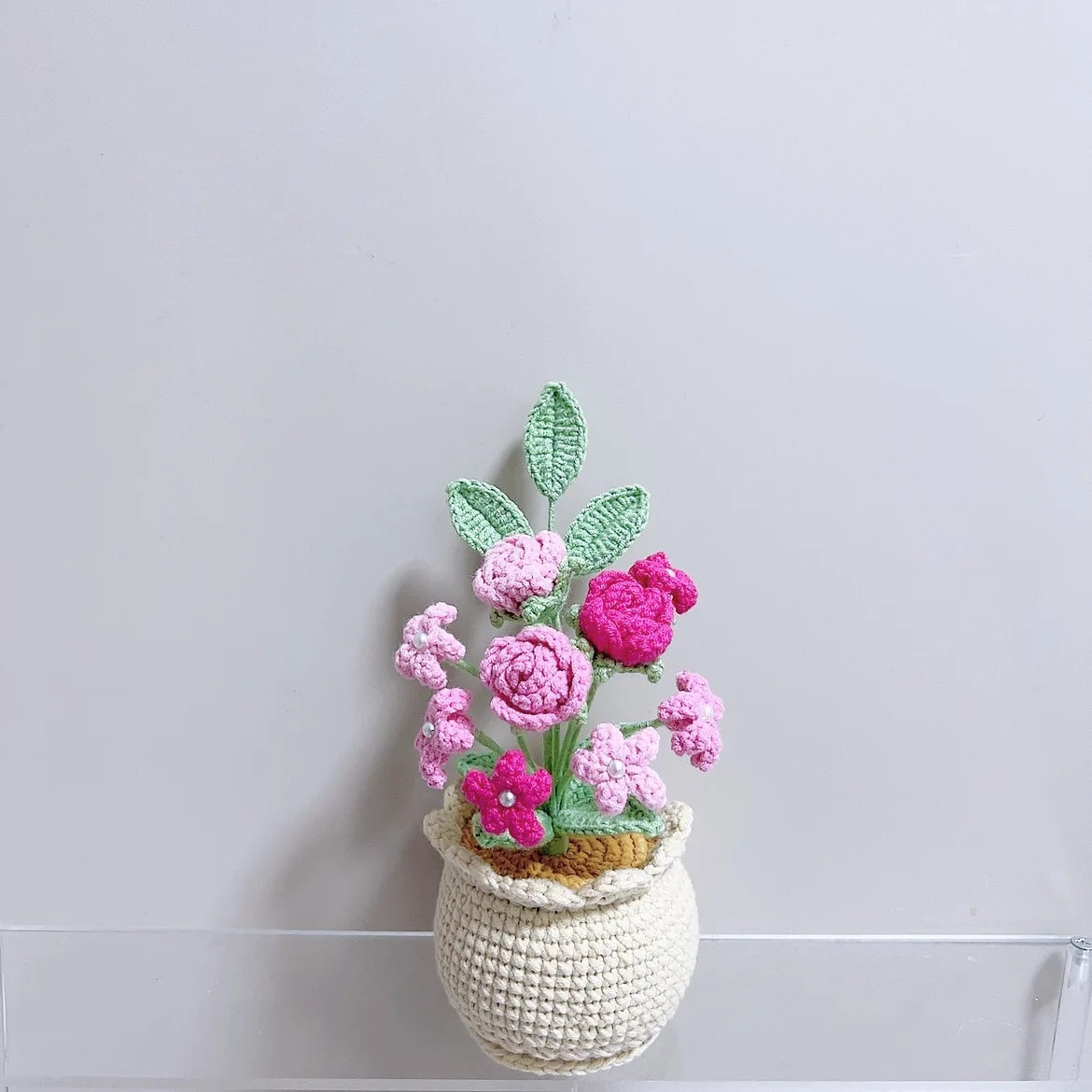 Vasos De Flores De Crochê Finalizados, Buquês De Tricô Requintados, Flores Tecidas À Mão.