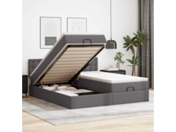 Vidaxl Cama Otomana com Colchões Leds 180x200 Cm Couro Artificial