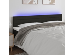 Cabecero con luces LED, tela, 180x5x78/88 cm, negro