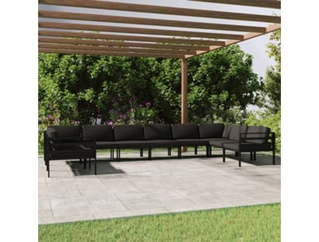 Conjunto de Relax com 10 Peças com Almofadas (64,5 x 70 x 64,5 - Alumínio - Cinzento)