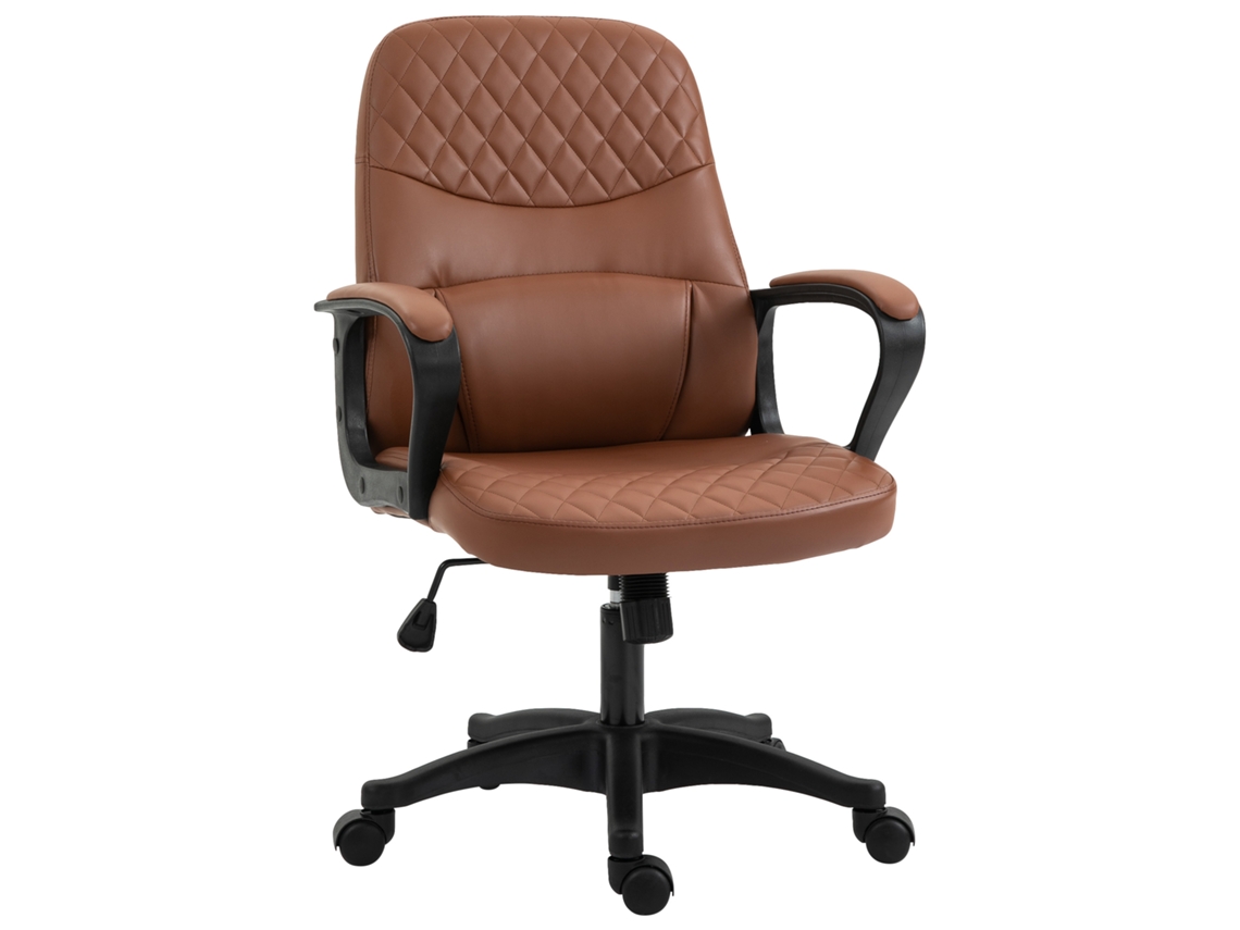 Cadeira De Escritório Com Balanço, 2 Pontos De Massagem E Porta Usb, Em Couro Sintético Marrom, Com Altura Ajustável, 59x63x92-101cm