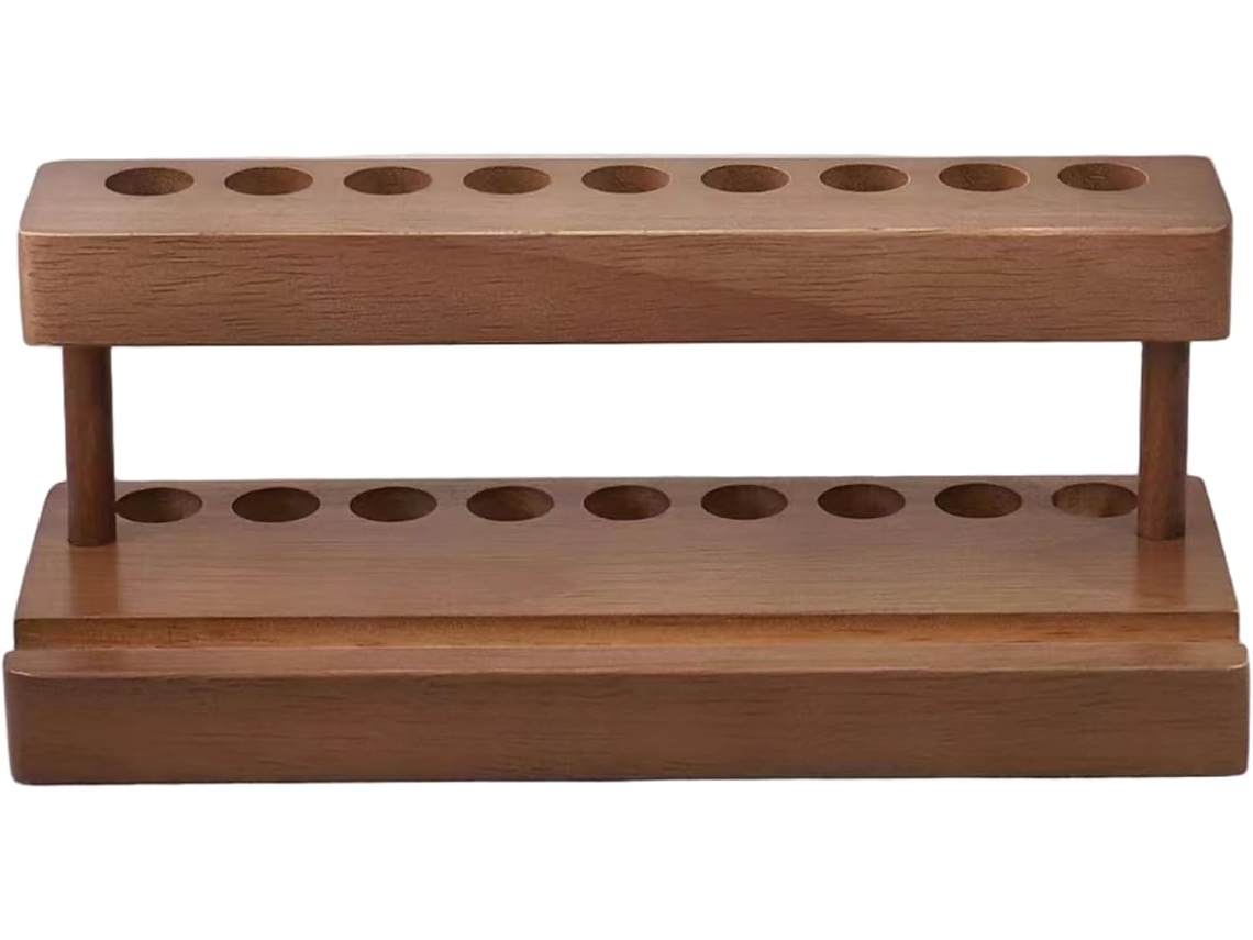 Porta Canetas De Mesa Em Madeira Suporte 9 Com Celular, Organizador De Lápis E Fonte Madeira, Acessório De Mesa